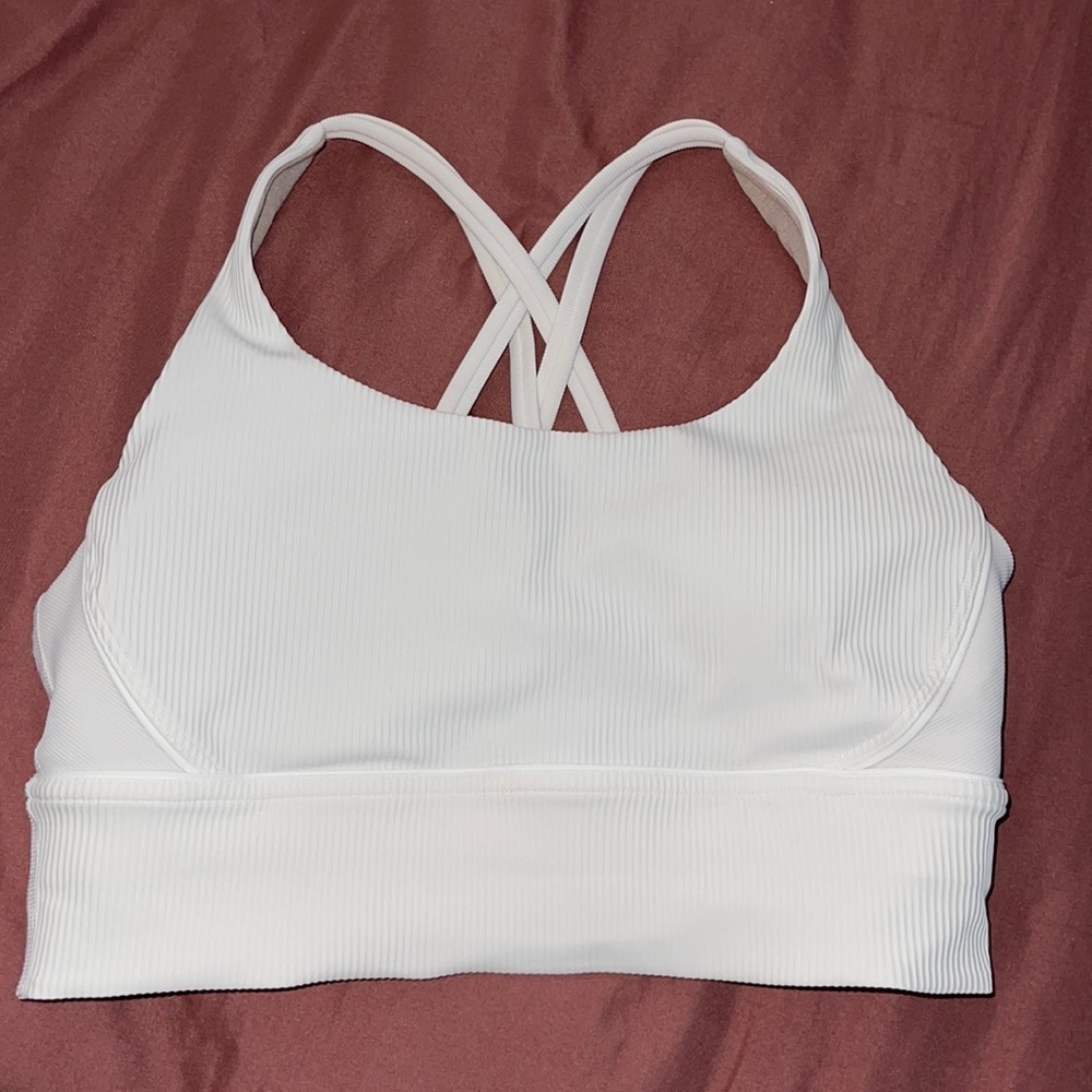LULULEMON WHITE RIBBED SPORTS BRA